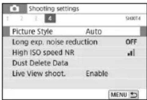 CANON EOS Rebel SL2 - Select a secondary tab. - 1
