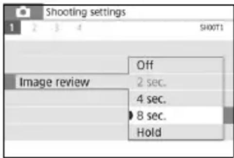 CANON EOS Rebel SL2 - MENU Card Reminder.

![](images/bfc18bc7fc7acf023ec9acf8323e296b0879ce831700d07830398d2ea014b8eb.jpg)


This setting prevents shooting if there is no card in the camera.


text_image

Shooting settings
1 2 3 4 SHOOT1
Image quality ▲L
Drive mode □Sin
Image review 2 sec.
Release shutter without card ON
Release shutter without card
Enable
Disable
2 Sélectionnez le type d'affichage.

![](images/65dae47732f90f2a9178d8726d50c4b4bfed59fd7812c937fe043e1d08fe2017.jpg)


Under the [1] tab, select [Release shutter without card], then press . Select [Disable], then press .
If there is no card inserted in the camera and you press the shutter button, "Card" will be displayed in the viewfinder, and you cannot release the shutter.
MENU Setting the Image Review Timeéglages pour prise de photos
OK - 1