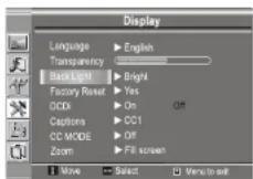 INSIGNIA NS20WLCD - Adjusting the back light - 1
