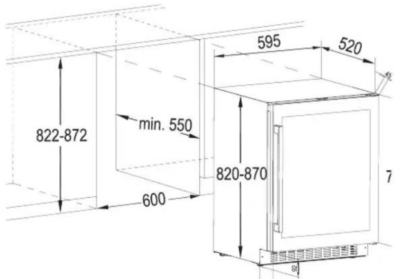 AEG SWE66001DG - WYMIARY INSTALACJI (MM) - 1