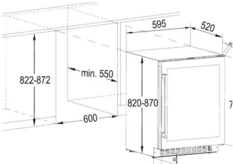 AEG SWE66001DG - ROZMERY INSTALACIE (MM) A POZIADAVKY NA VETRANIE - 1