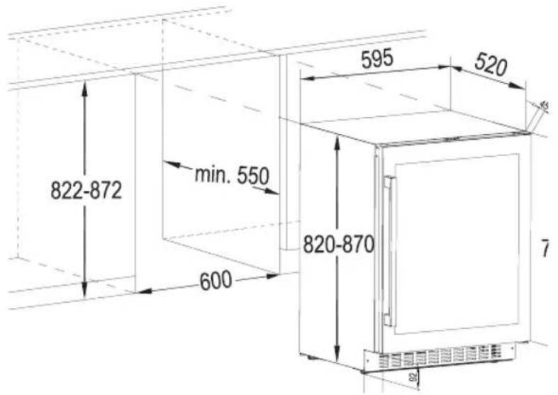 AEG SWE66001DG - DIMENSIONS D'INSTALLATION (MM) ET EXIGENCES DE VENTILATION - 1