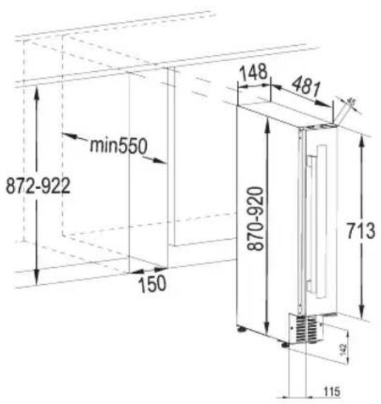 AEG SWE61501DG - INSTALLATIONSDIMENSIONER (MM) OG VENTILATIONSKRAV - 1