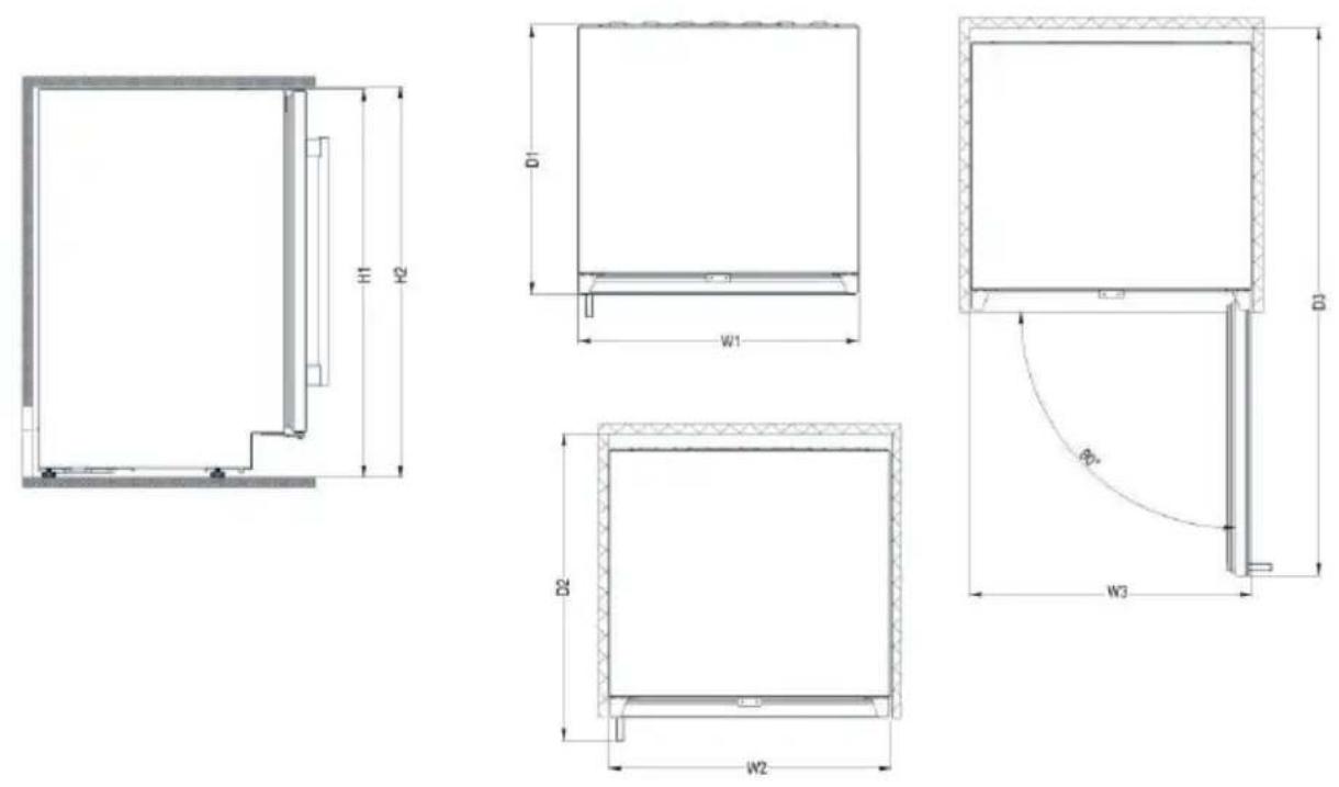 AEG SWE63001DG - DIMENSIONI DI INSTALLAZIONE (IN MM) E REQUISITI DI VENTILAZIONE - 1