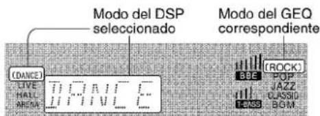 AIWA AVX120 - Presione uno de los botones DSP (procesador de senal digital) (DANCE, LIVE, HALL o ARENA) - 1