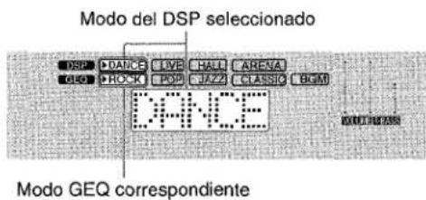 AIWA AVD35 - Presione el botón DSP y gire MULTI JOG hasta que aparezca el modo DSP que desee. - 1