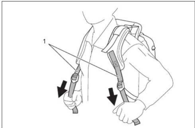 MAKITA EB7660TH - Adjusting shoulder strap - 1
