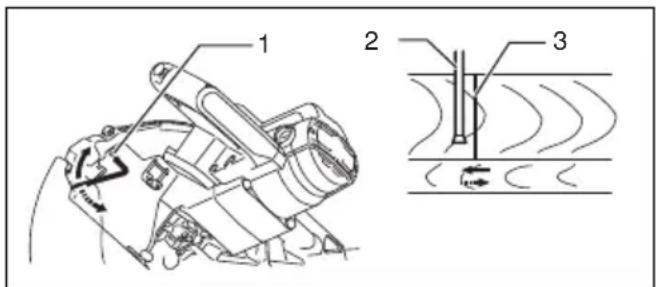 MAKITA LS1016FL - Ajuste de la línea láser para el lado derecho del disco. - 1