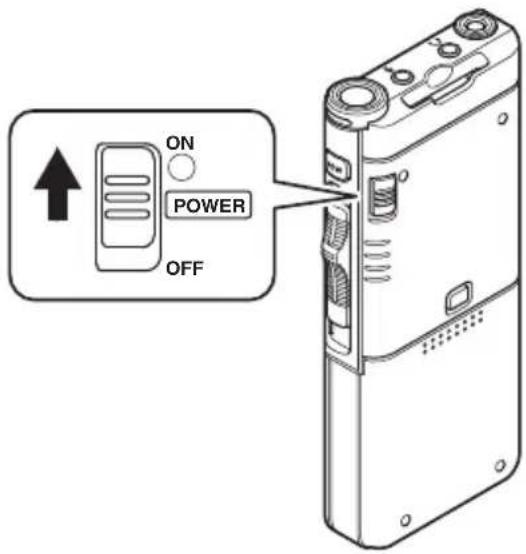 OLYMPUS DS2600 - Mise sous tension de l'enregistreur - 1
