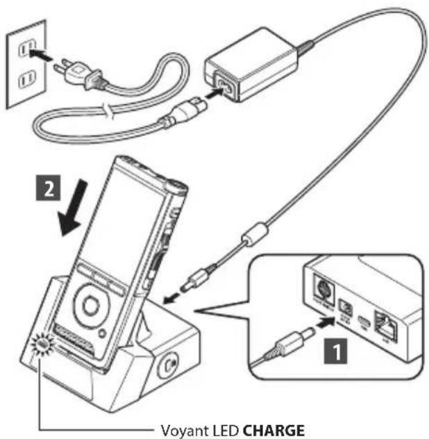 OLYMPUS DS2600 - Chargement à l'aide de la station d'accueil et de l'adaptateur secteur - 1