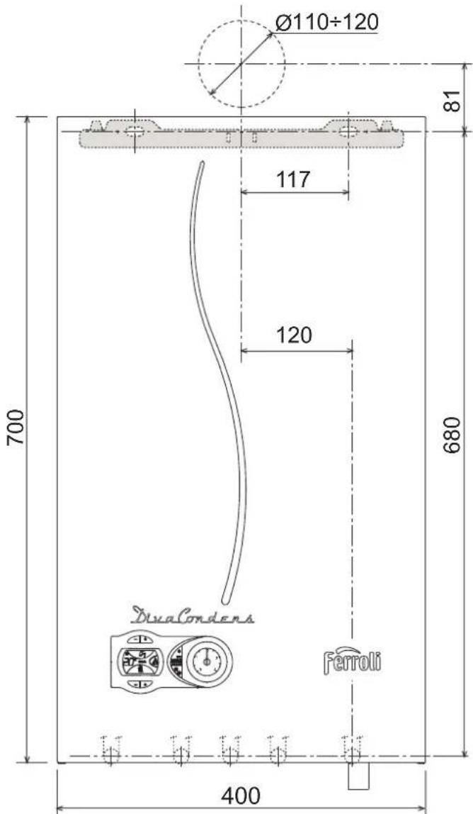 FERROLI DIVAcondens F28 - Dimensions et raccordements - 1