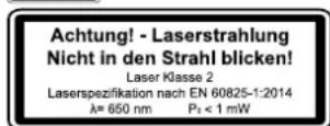 SCHEPPACH HM80Lxu - Dikkat: Lazer ışılması Işına bakmayınız Lazer sınıfı 2 - 1