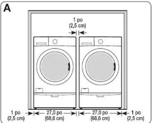 SAMSUNG WF42H5200AW - DEGAGEMENTS MINIMAUX POUR INSTALLATION ENCASTREE : - 1