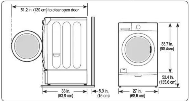 SAMSUNG WF42H5200AW - With optional pedestal base or stacking kit - 1