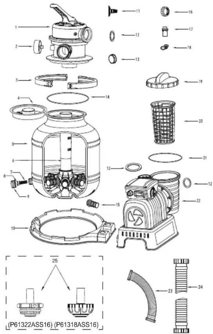 BESTWAY Hydrium 56384 - VISTA GENERAL DE REFERENCIA DE LAS PARTES - 1