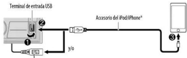 JVC KWR930BT - Conecte su dispositorio al terminal de entrada USB. - 1