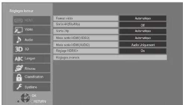 PANASONIC DPUB320 - Menu de réglage - 1