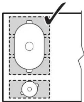 AEG IKE64471FB - Prawidłowe ustawienie naczynia: - 1