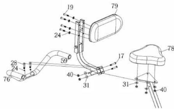 Klarfit Azura 10026815 - Étape 5 : installation du siège de la selle, du coussin et de la poignée d'appui - 1