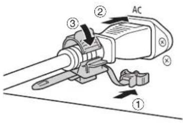 CANON DPV2421 - Installation de l'attache de cordon d'alimentation HC-01 (fourni) - 1