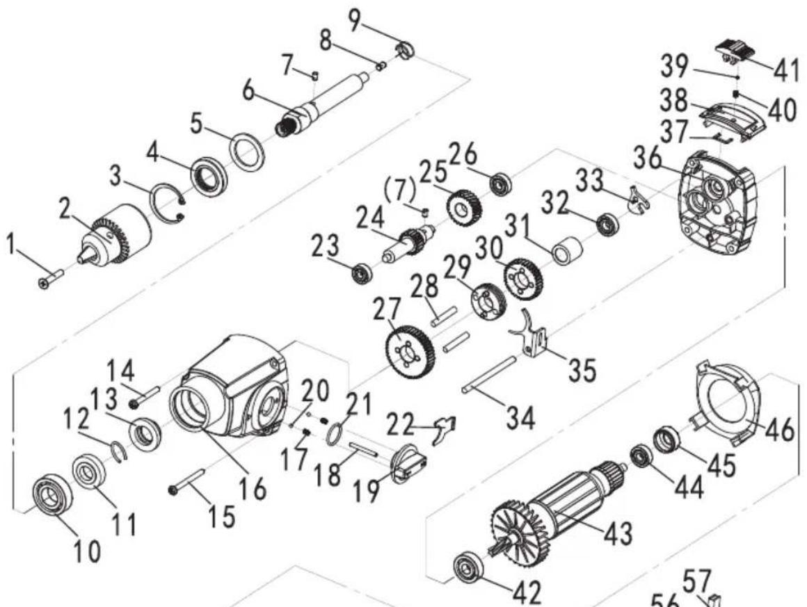 Ferm PDM1045P - Spare parts list - 1