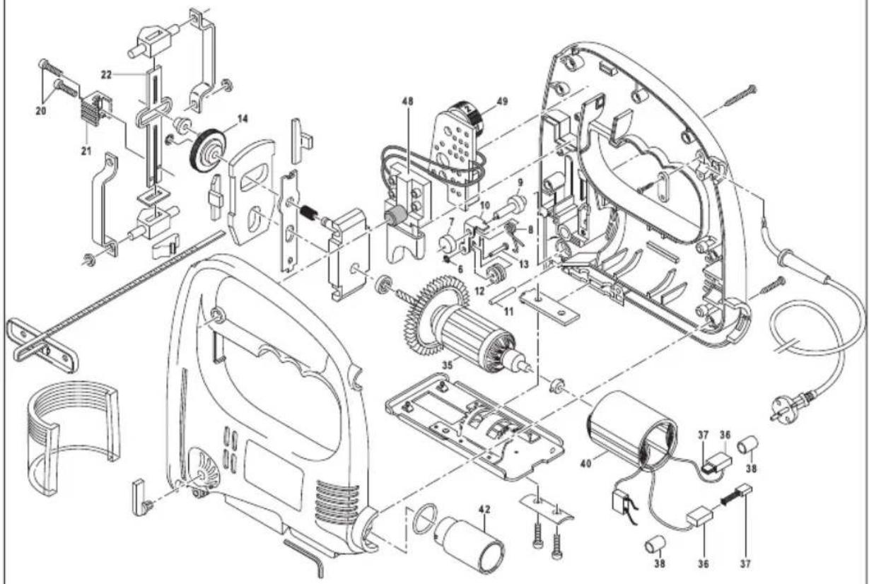 Ferm JSM1023 - Spare parts list - 1