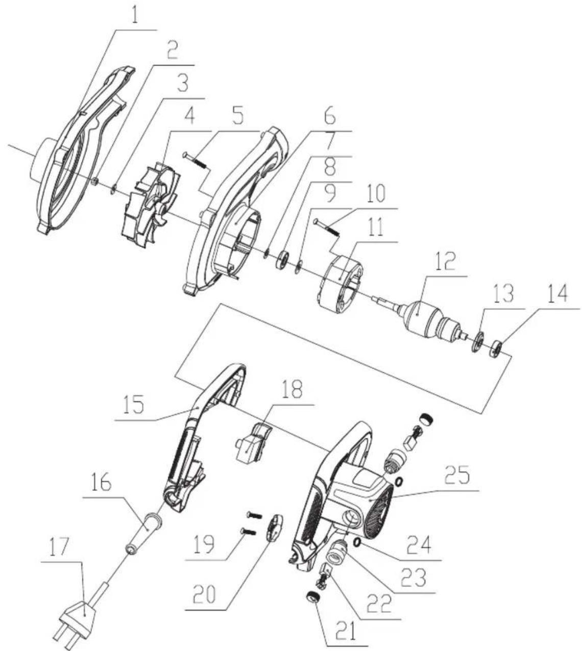 Ferm EBM1004P - Spare parts list - 1
