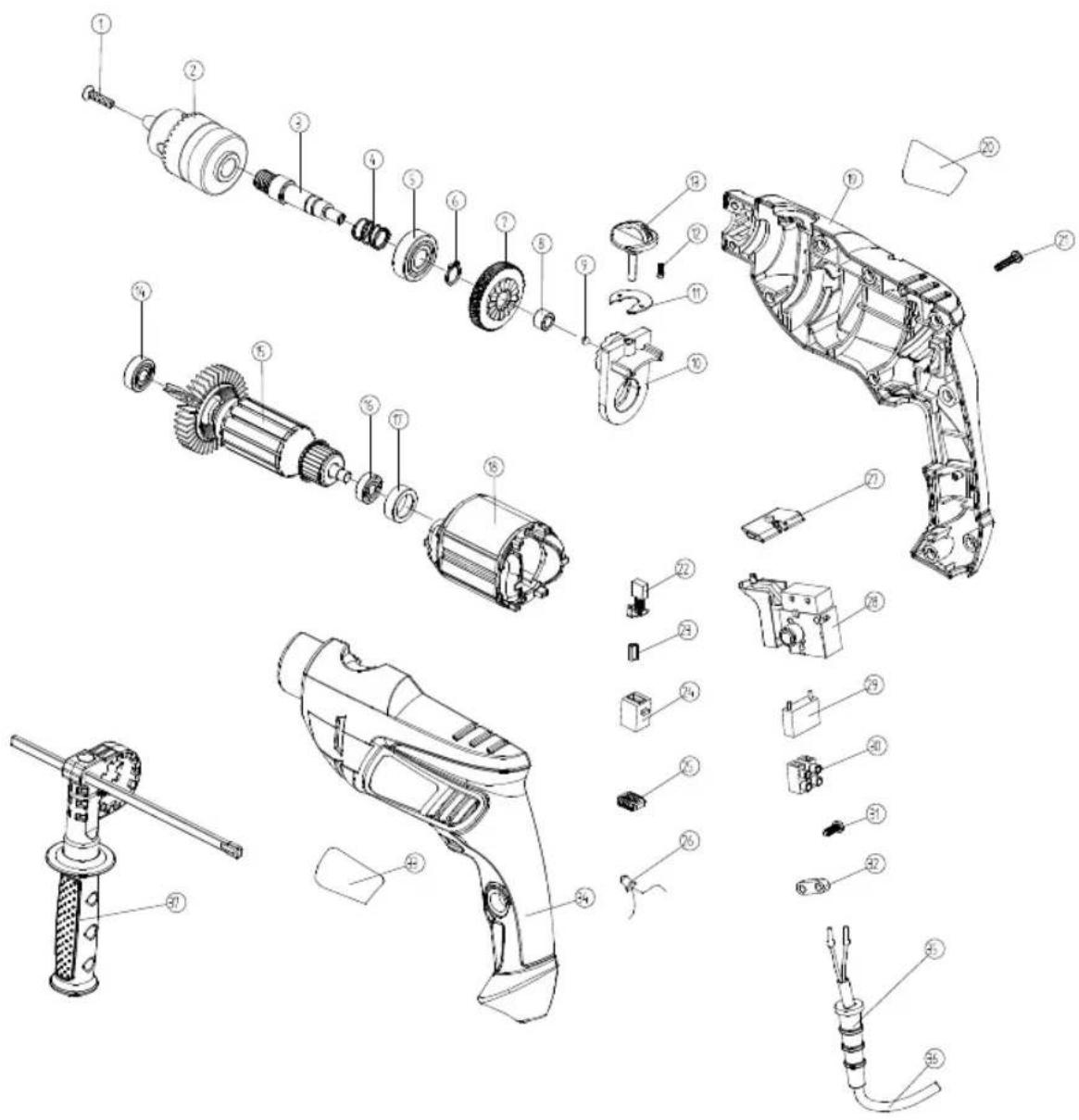 Ferm PDM1052 - Exploded view - 1
