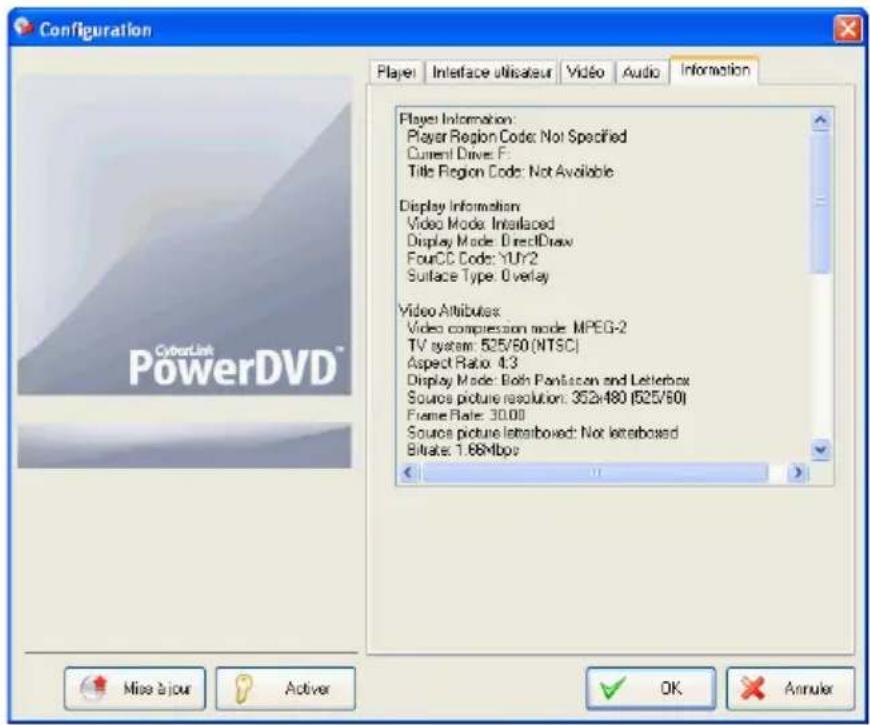 CYBERLINK PowerDVD 7 - Configuration des Informations - 1