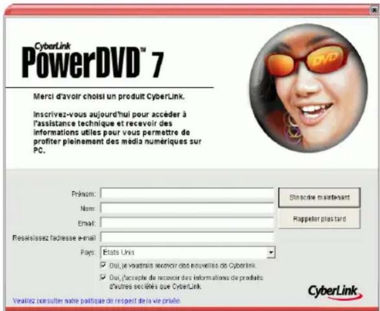 CYBERLINK PowerDVD 7 - Inscription de votre logiciel - 1