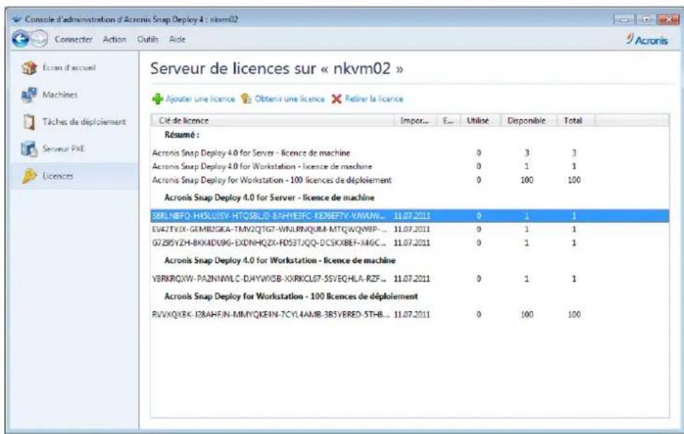 ACRONIS Snap Deploy 4 - Pour ajouter une ou plusieurs clés de licence au serveur de licences - 1