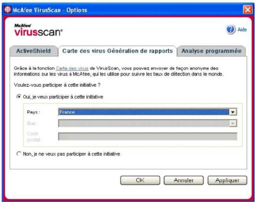 MCAFEE VirusScan 2006 - Notification à World Virus Map - 1