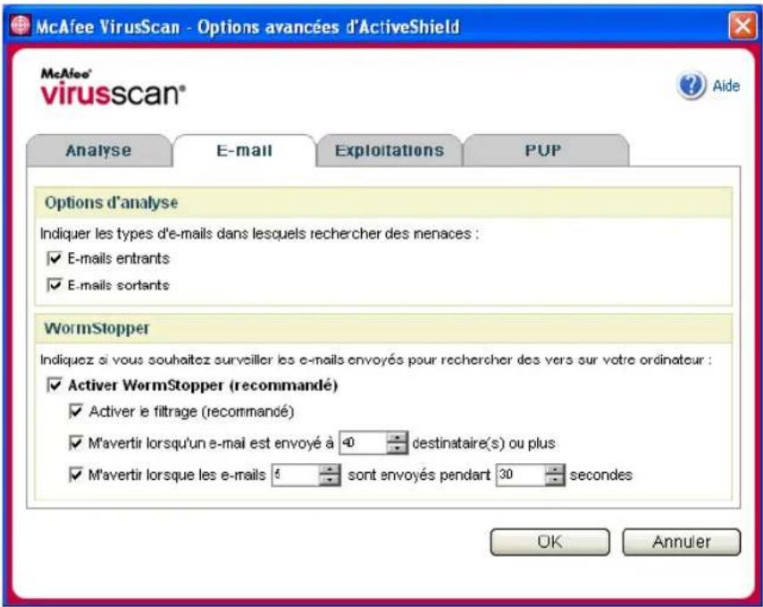 MCAFEE VirusScan 2006 - Désactivation de l'analyse des e-mails - 1