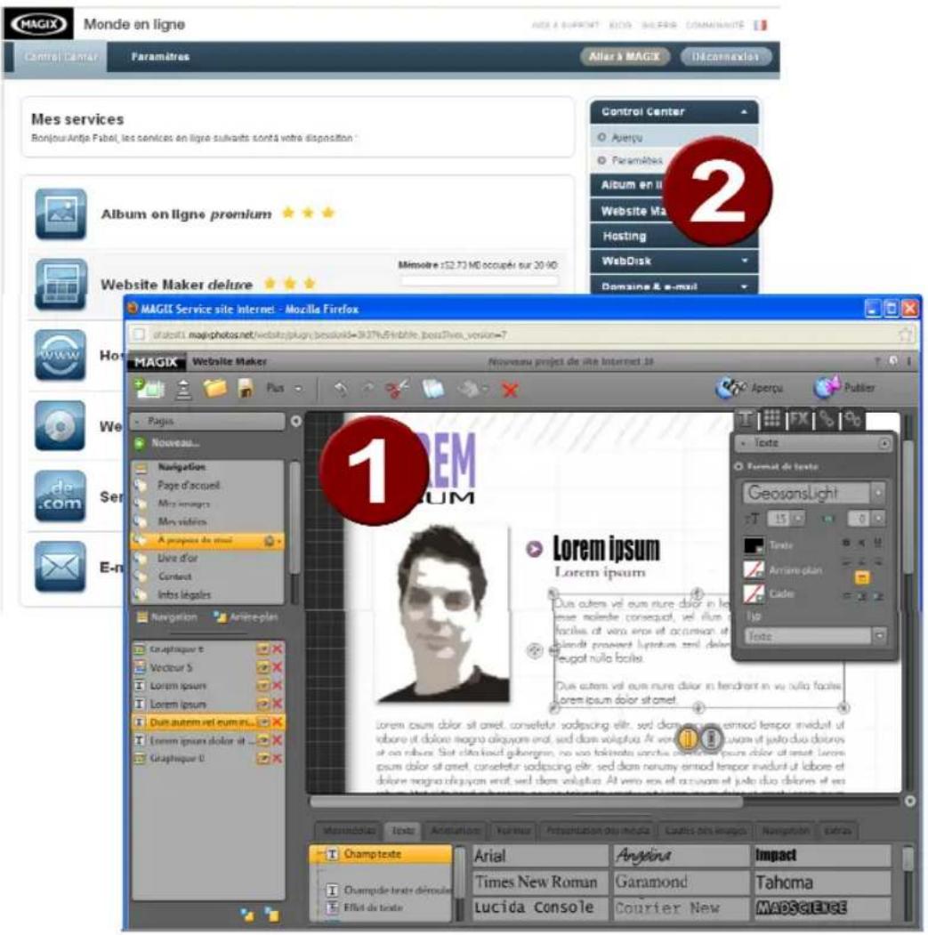 MAGIX Website Maker MX - Interface - Structure de MAGIX Website Maker MX - 1