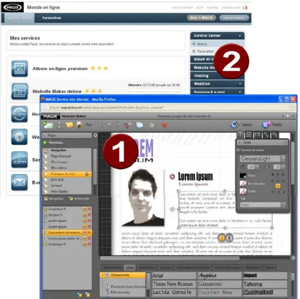 MAGIX Website Maker MX - Démarrage : Website Maker et Control Center du Monde en ligne - 1