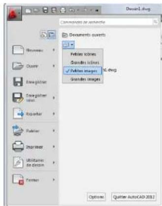 AUTODESK AutoCAD 2012 - Pour changer les options d'affichage en aperçu des documents récents - 1