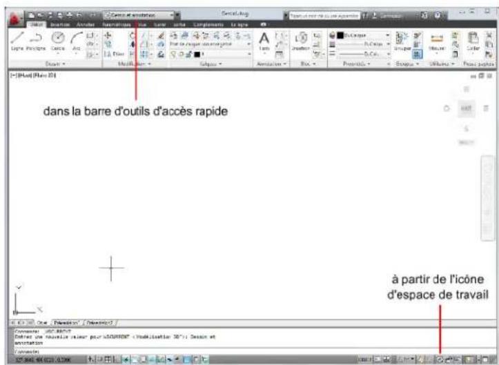 AUTODESK AutoCAD 2012 - Changement d'espace de travail - 1