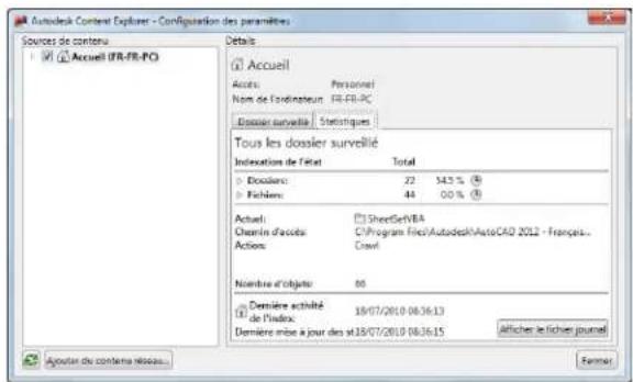 AUTODESK AutoCAD 2012 - Pour consulter les statistiques d'indexation dans Content Explorer - 1