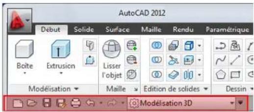 AUTODESK AutoCAD 2012 - Déplacer la barre d'outils d'accès rapide - 1