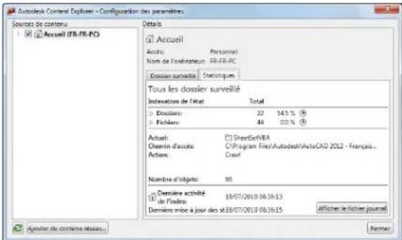 AUTODESK AutoCAD 2012 - Affichage des statistiques d'indexation dans Content Explorer - 1