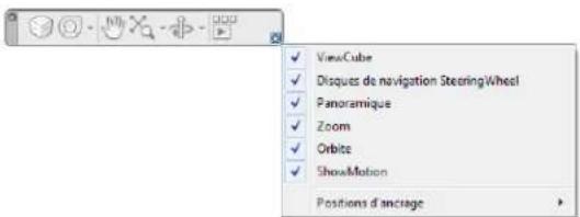 AUTODESK AutoCAD 2012 - Contrôle de l'affichage des outils de navigation dans la barre de navigation - 1