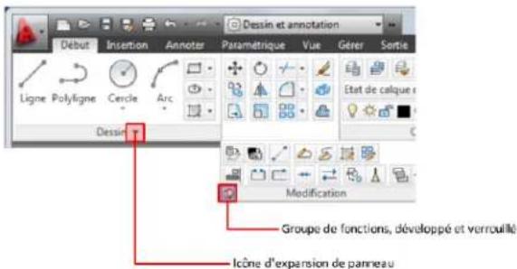 AUTODESK AutoCAD 2012 - Groupes de fonction coulissants - 1