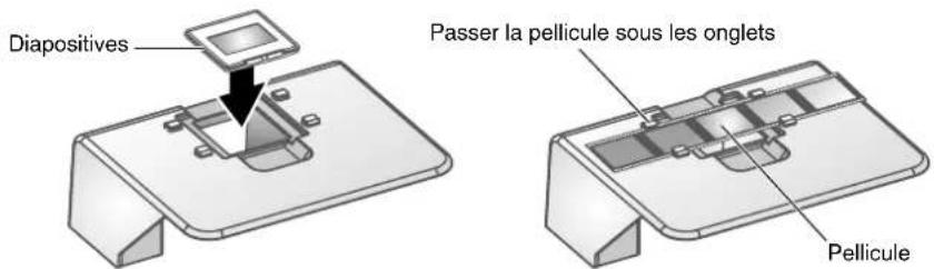 Diapositives Passer la pellicule sous les onglets Pellicule
