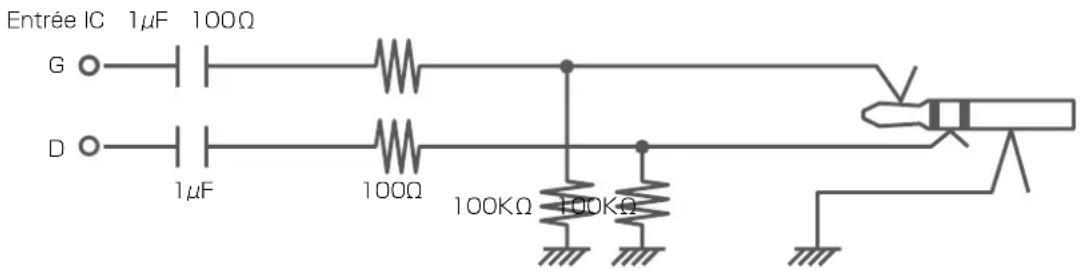 Entrée IC 1μF 100Ω G ○─| | | | | D ○─| | | | | 1μF 100Ω 100KΩ 100KΩ