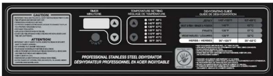 Klarstein Fruit Jerky Pro 10 - Panel de control - 1