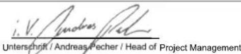 i. V. Andores Pach Unterschrift / Andreas Pecher / Head of Project Management