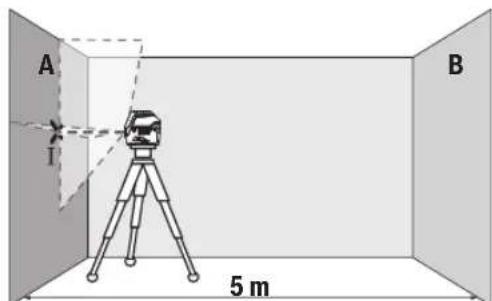 BOSCH GLL 215 Professional - Verifica della precisione in altezza della linea orizzontale - 1