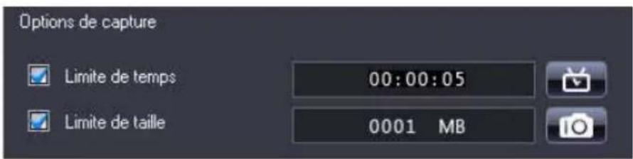 CYBERLINK PowerDirector 7 - Options de limite de capture - 1