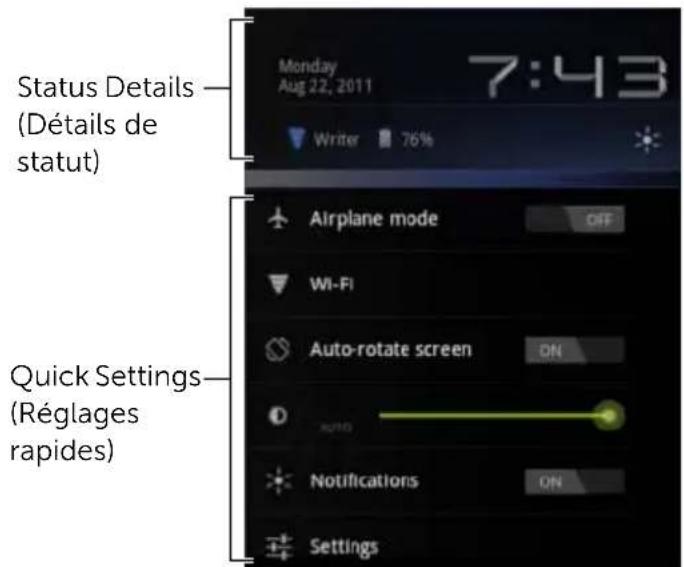 DELL Streak 7 - Quick Settings (Réglages rapides) - 1