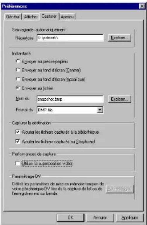 CYBERLINK PowerDirector 2.1 - Préférences de capture - 1